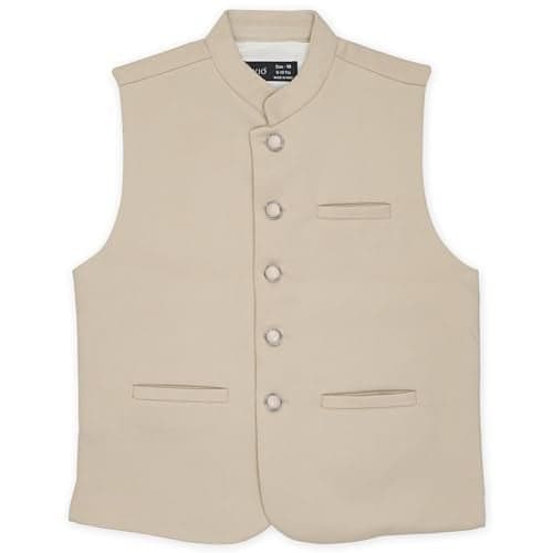 CAVIO Boys Cream Solid Nehru Jacket