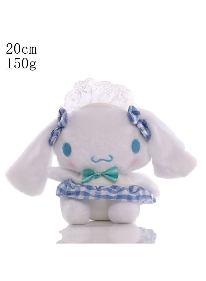 Adorable Plush Rabbit in a Long-haired Blue Checkered Skirt - 20cm, A Perfect Birthday Gift for Girls and Ideal Bedroom & Living Room Decorative Doll