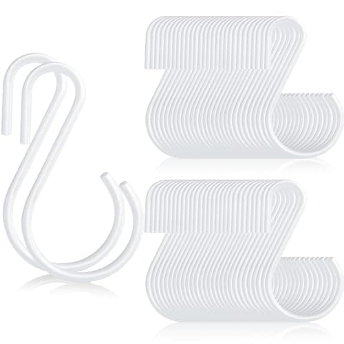 Sratte 120 Pcs S Hooks for Hanging 18 Inch Heavy Duty S Hooks Bulk Curtain Hanging Connectors Mini S Shaped Hangers Ornament for Plants Pots Pans Mugs DIY Jewelry White