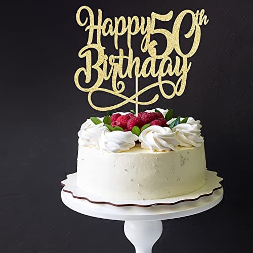 Gold Glitter Happy 50th Birthday Cake TopperCheers to 50 Yearshappy 50th Birthday Cake Topper50th Anniversary Cake Topper men and women 50 years old happy birthday Party Decoration