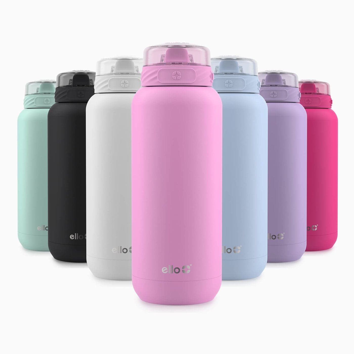 Ello Cooper 32oz Stainless Steel Water Bottle with Straw and Carry Handle Double Walled and Vacuum Insulated Metal Leak Proof Locking Lid with Soft Silicone Spout Reusable BPA Free Bubblegum