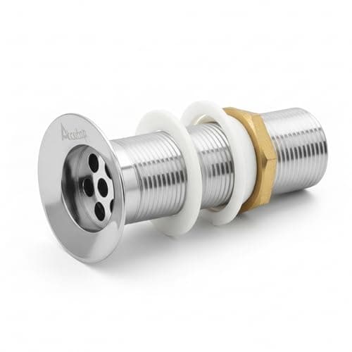 Acetap 32mm Brass Waste Coupling for Wash Basin | 5-Inch Full Thread Heavy-Duty Drain Outlet | Chrome Finish | Suitable for All Standard Wash Basins | Pack of 1