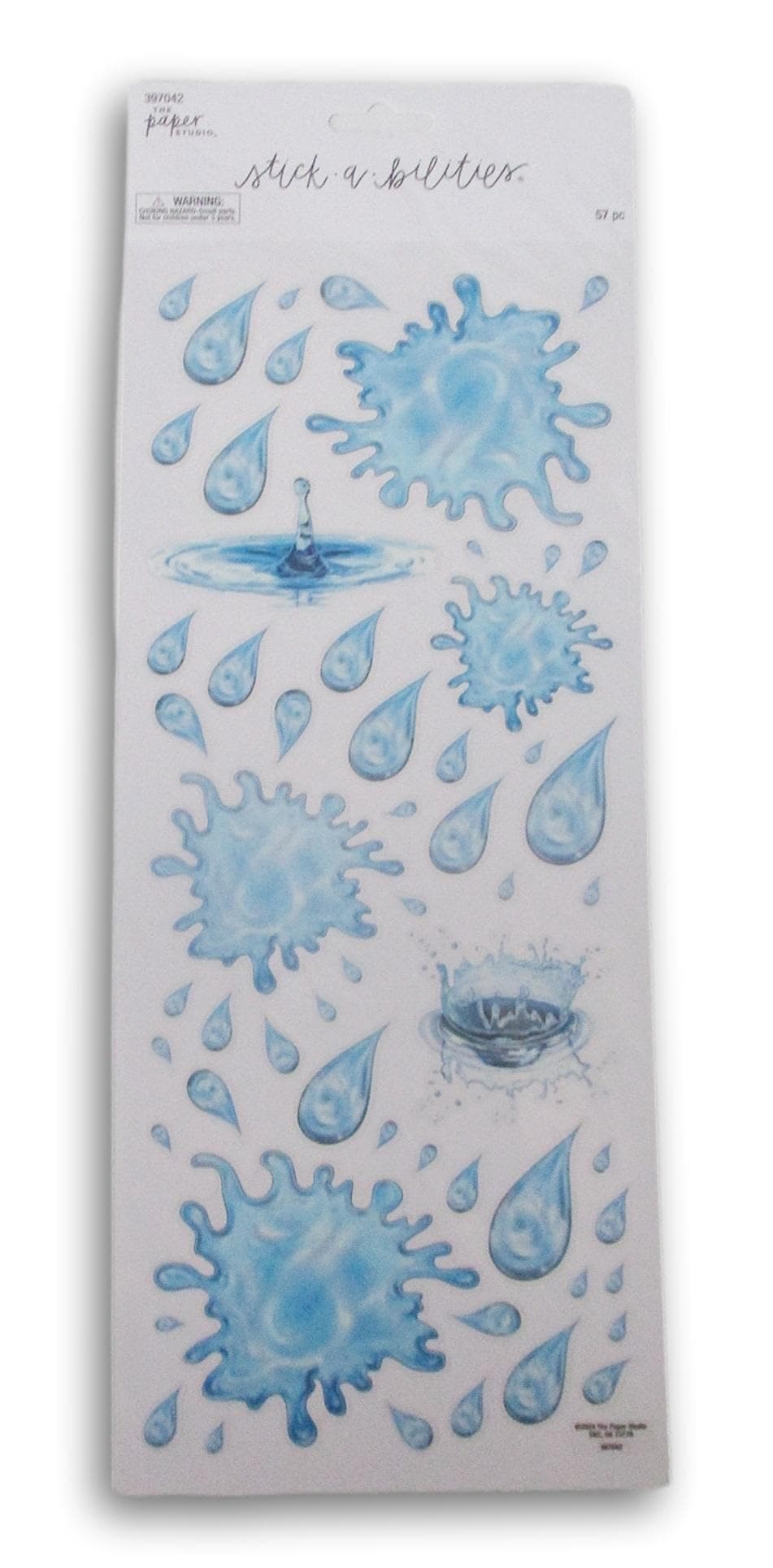 Water Drops Stickers for Crafting Scrapbooking Photo Album Decor 57 Pc