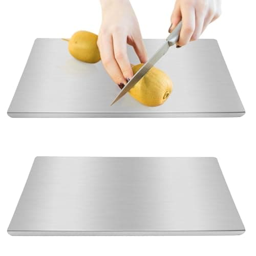 Stainless Steel Cutting Boards with Lip for Kitchen Metal Chopping Board Large Countertop Cutting Board for Meat Fruits Vegetables Bread Noodle Pizza and BakingCOLORsilver