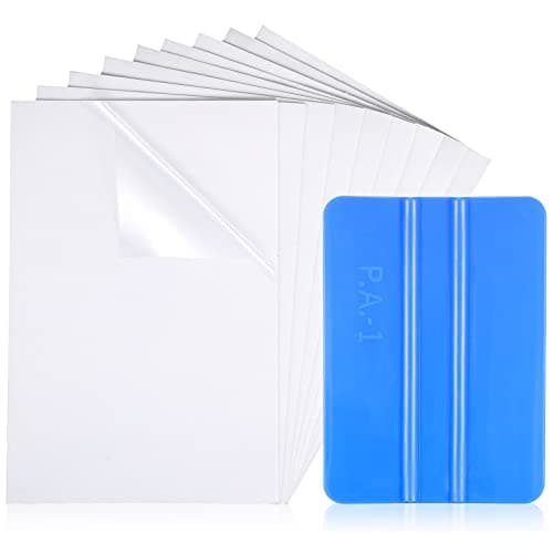 9 Sheets Windshield Sticker Applicator and Blue Plastic Hand Applicator Squeegee Static Cling Window Film Clear Car Window Stickers 4 x 6 Inches Automotive Decals Easy to Remove and Reapply