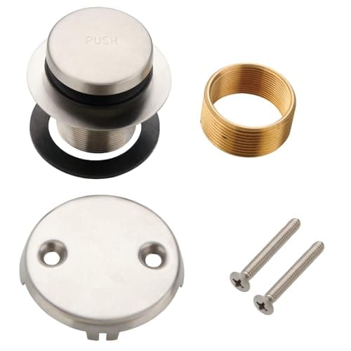 Tip Toe Bathtub Tub Drain Conversion Kit Assembly, Wellup Tub Drain Trim Kit with Two Hole Overflow Faceplate, Brushed Nickel