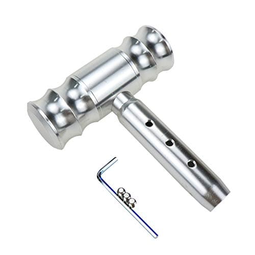 Modengzhe Aluminum Alloy T-Handle Gear Shift Knob, Universal Fit Aircraft Joystick Design Gear Stick Adapter for Most Transmission Vehicles (Silver)