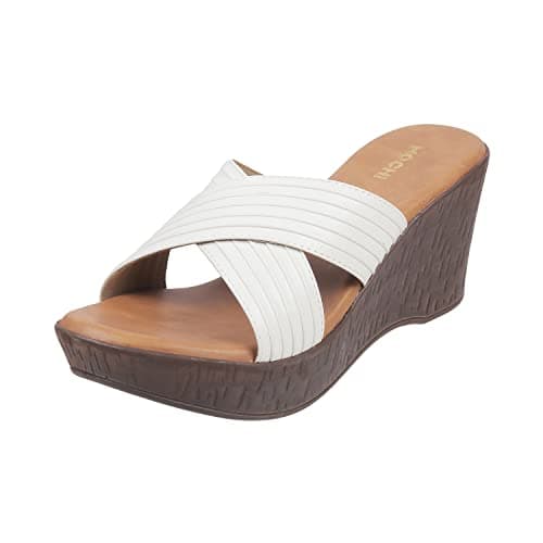 Mochi Women White Wedge Heel Slip-on UK/3 EU/36 (34-123)
