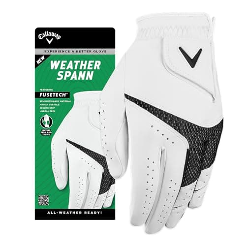 Callaway Golf Weather Spann Glove (Worn on Left Hand,White,XX-Large,Men's)