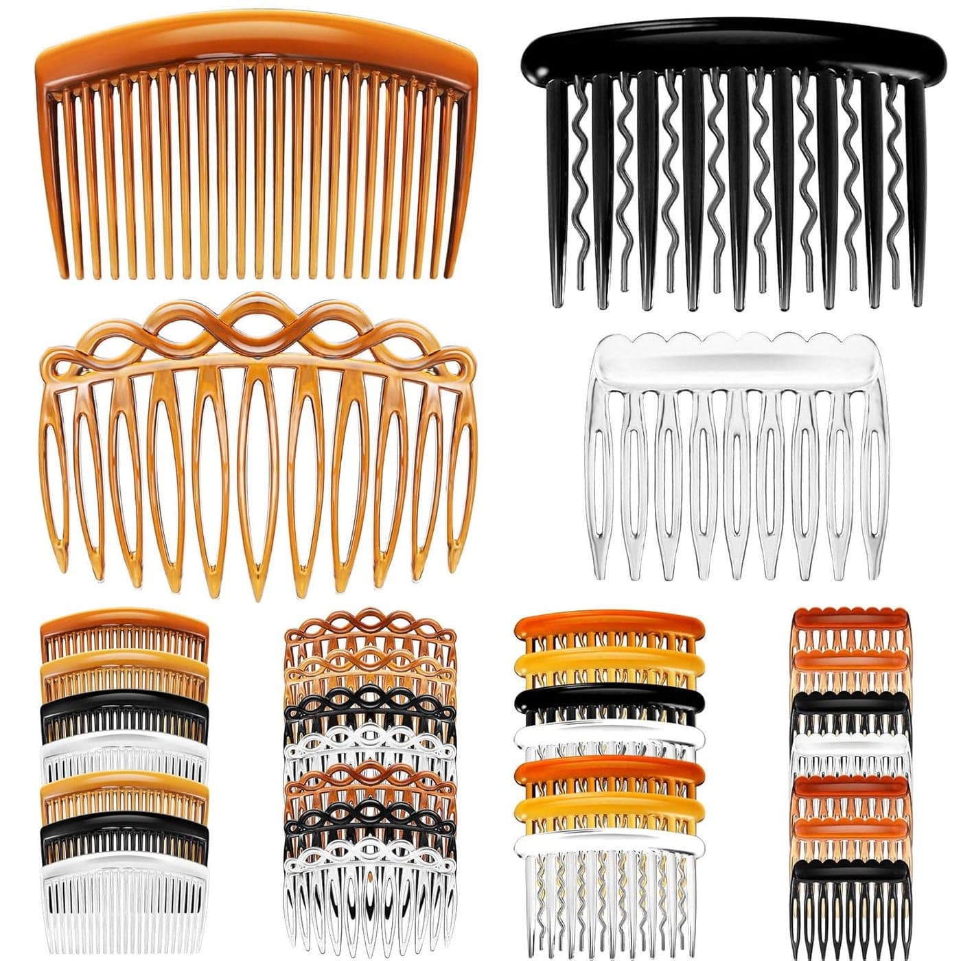 Chuangdi 32 Pieces French Hair Side Combs Set Plastic Twist Comb with Hair Clip Bridal Wedding Veil Accessories for Girls Women9111723 Teeth
