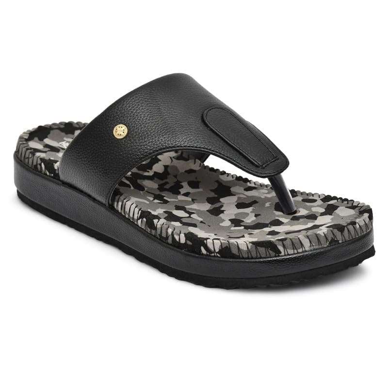 HEALTH FIT Orthopedic & Diabetic Chappal/Slipper Breathable Soft Sole Ultra-Lightweight Slipper for Men's 7012 BLACK 8 UK
