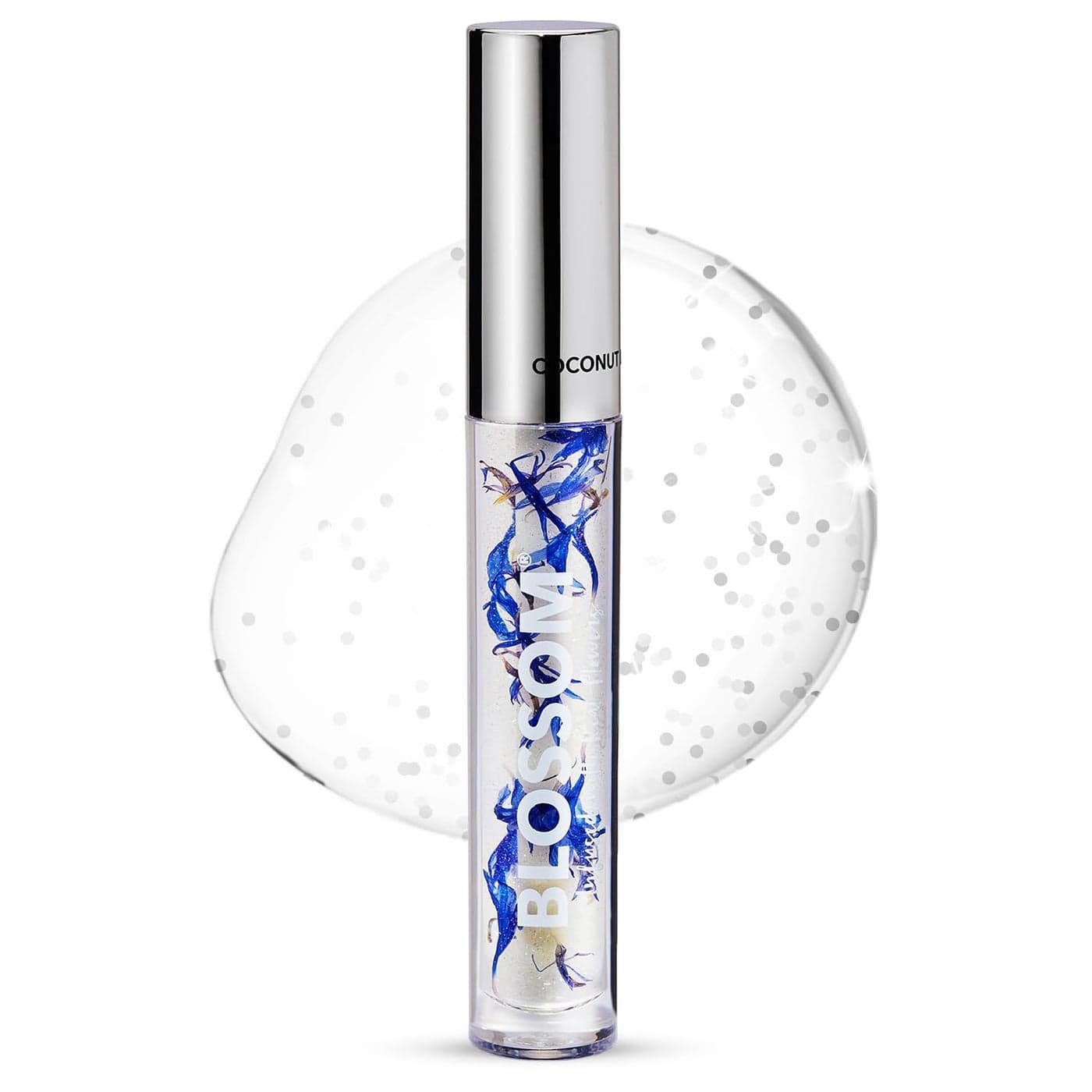 Blossom Lip Gloss Lip Oil with Olive Oil Grape Seed Oil Moisturizing and Hydrating Shimmer Sparkle Infused with Real Flowers 3g Coconut