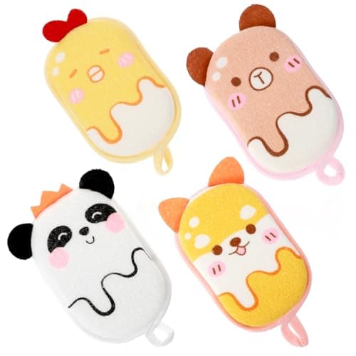 4 Pcs Baby Bath Sponge MulticoloredBath Loofah Sponge Bath Sponges for Kids Babys Absorbent Shower Sponges Soft Baby Spongess for Bathing