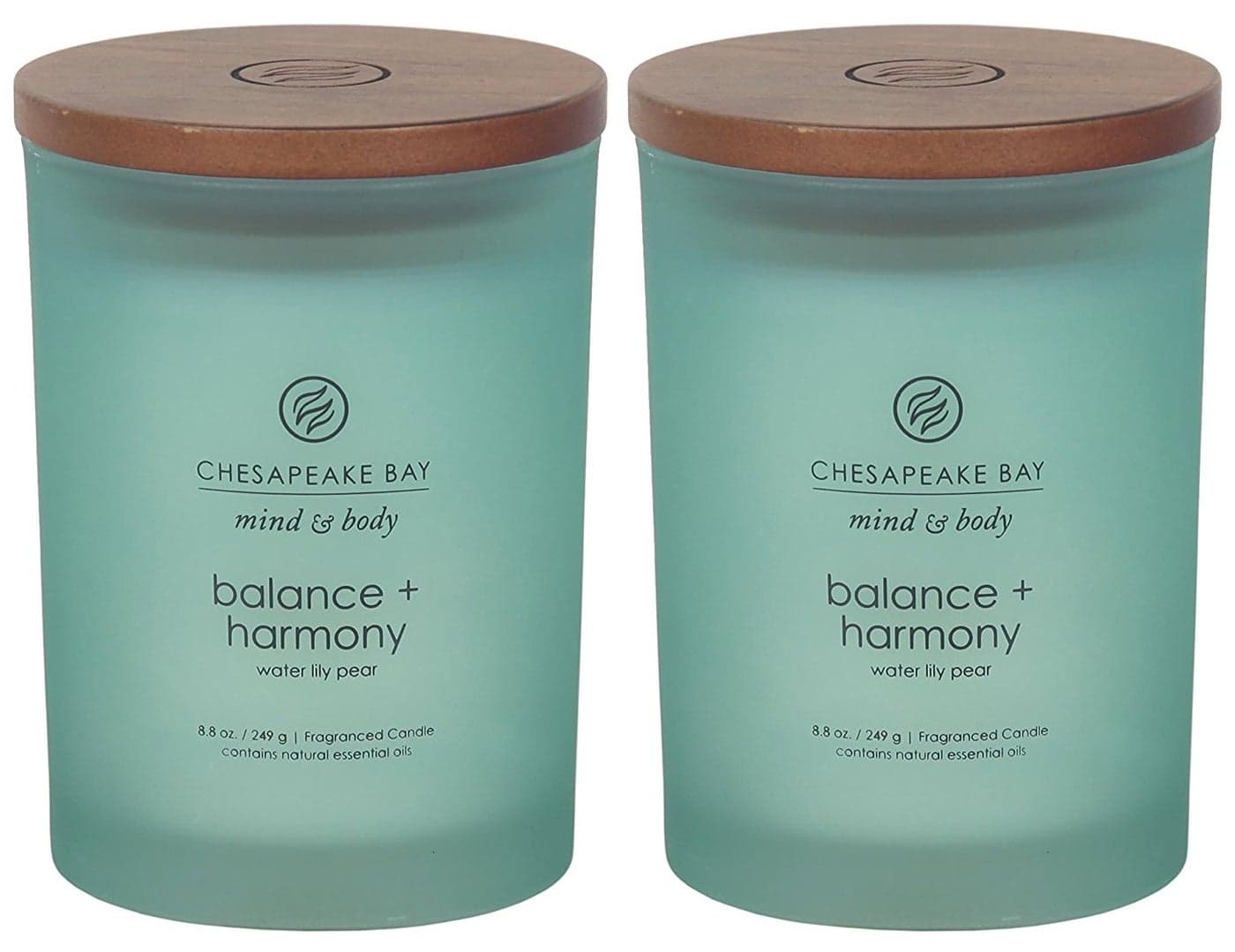 Chesapeake Bay Balance Harmony Scented Candles Water Lily Pear Fragrance Medium Size Natural Soy Wax 50 Hours Burn Time Pack of 2