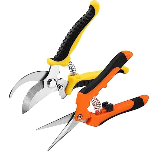 Oligei 2 Pack Stainless Steel Pruning Shears Garden Shears Garden Clippers Gardening Tools Scissors with Soft Grip Handle