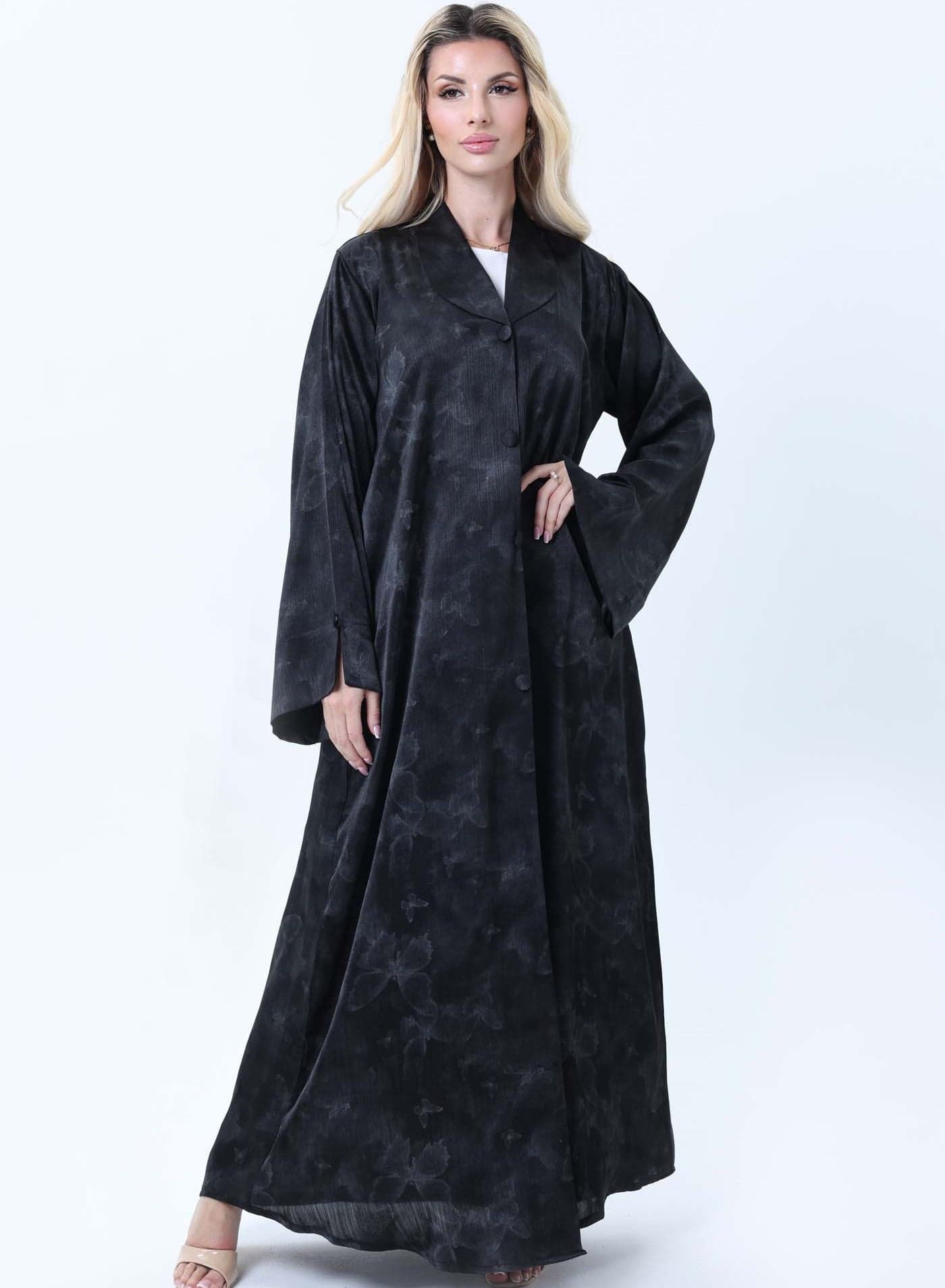 Black Premium Soft Jacquard Abaya with Self-Design