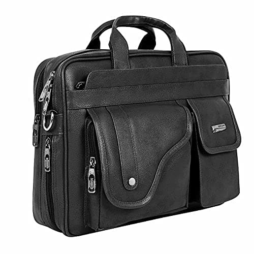 Zipline Laptop bags for men office use | Synthetic Leather Laptop Bag for Man Women, 15.6" Compatible Laptop, Macbook, Macbook Pro Messenger Bags for Men & Women (1-Black Bag)