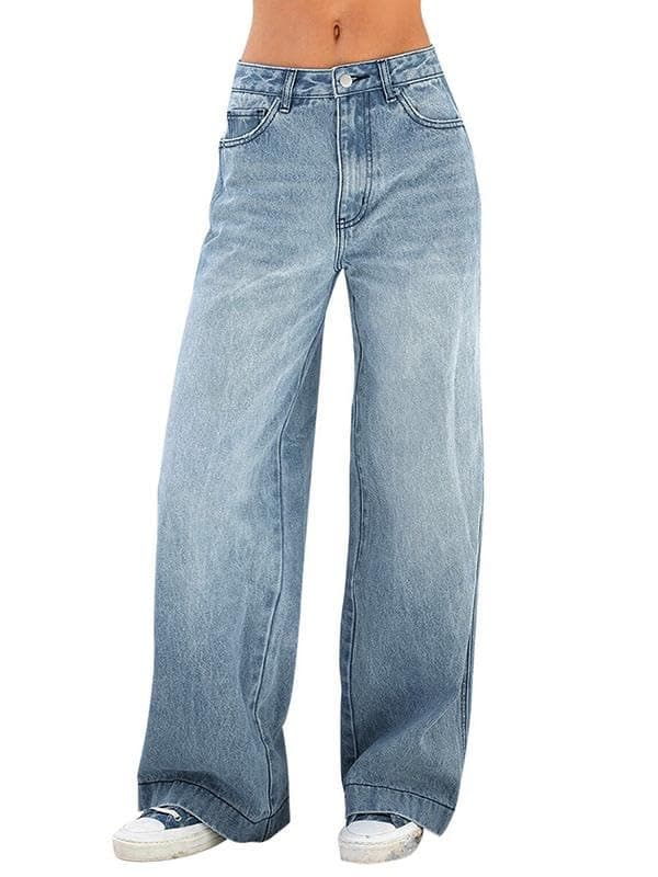 EMMIOL Baggy Boyfriend Jeans Dark Wash Vintage Pants Women's Y2K Street Fashion Wide Leg Denim Pants