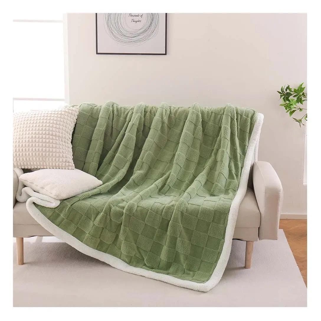 Butterthief Cozy Super Soft Warm Double Layered Kids Sherpa Blanket All Season Baby Blanket for Winter Toddlers Boys Girls 16 Years Size 100 x 150cm Mehendi Green