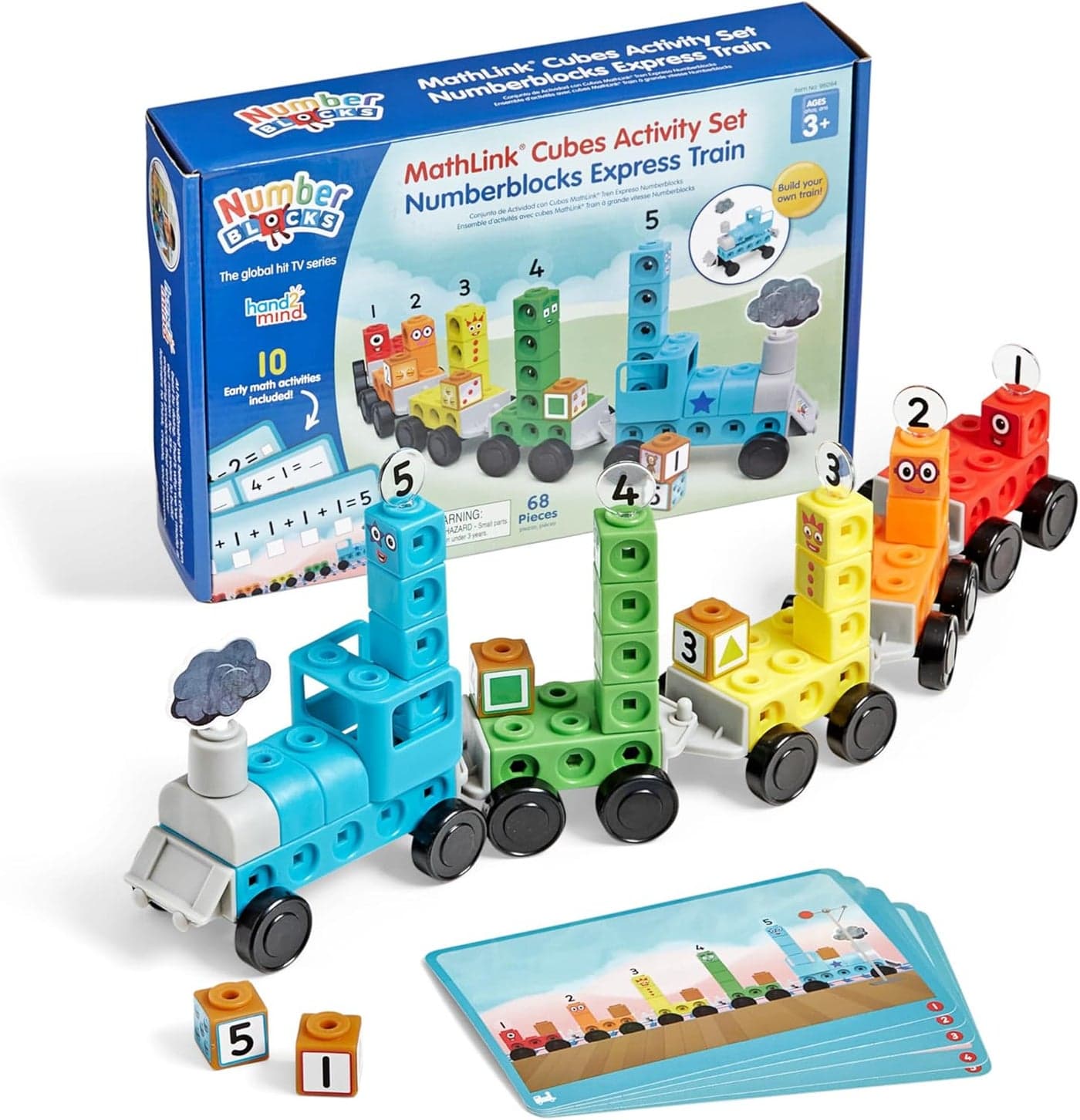 hand2mind Numberblocks Express Train MathLink Cubes Activity Set Preschool Learning Activities Train Toy Counting Blocks Number Toys Kids Educational Toys Math Manipulatives for Preschoolers