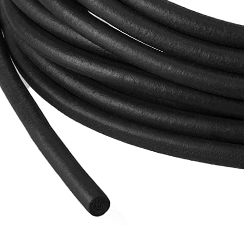 Kingdder 25ft Epdm Foam Rubber Weather Stripping Round Rubber Tubing Seal Closed Cell Solid Foam Tubing Strip Black O Type Weather Stripping Door Window Seal for Cars Trucks Rvs Boats(6 mm)