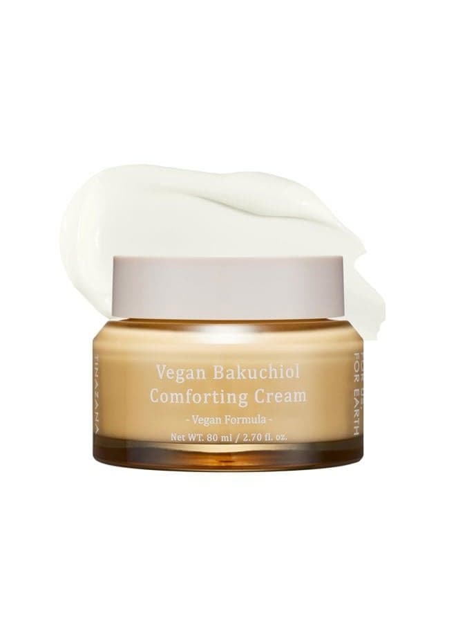 Vegan Bakuchiol Comforting Cream For Replenish and Soothe Senitive Dry Skin, Skin Care, Highly Moisturizing Recovery Cream, 100% Vegan Formula, Bacuchiol, Share Butter, Colorless