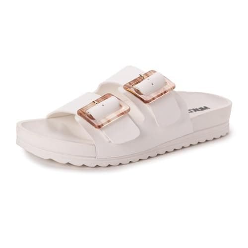 MUK LUKS Women's Grand Cayman Sandal, White, 9