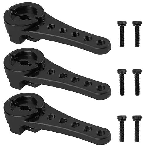 Vgoohobby 3Pack Aluminum 25T Servo Horn Long Steering Servo Arm Compatible with Futaba Savox Power HD Xcore 18 110 TRX4 SCX10 RC Crawler Black