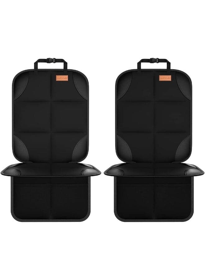 Car Seat Protector, 2Pack Seat Protector Protect Child Seats with Thickest Padding and Non-Slip Backing Mesh Pockets for Baby and Pet,Sedan SUV Truck (Black)