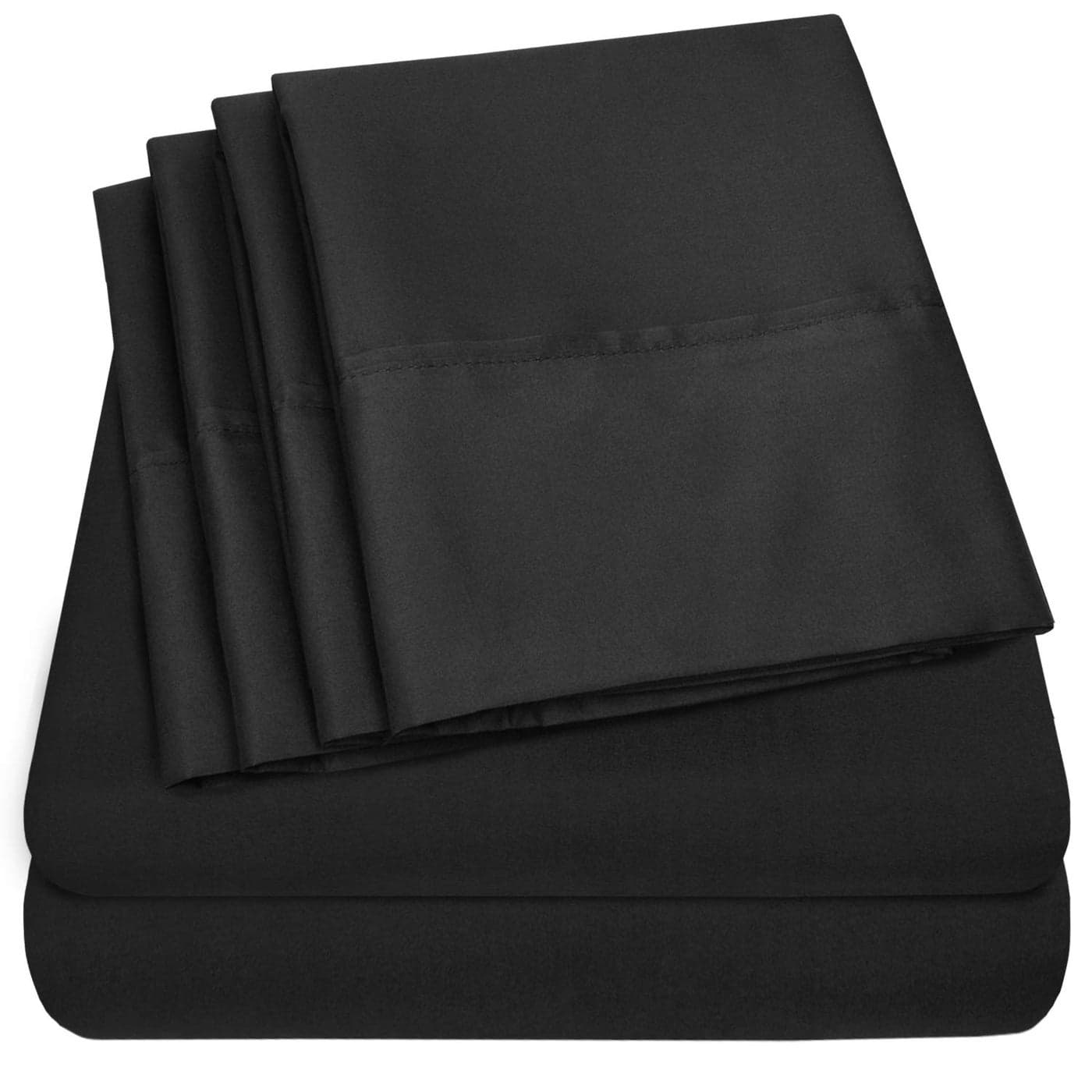 Sweet Home Collection 6 Piece Bed Sheets 1500 Supreme Collection Microfiber Deep Pocket SetExtra Pillow Cases Value Queen Black