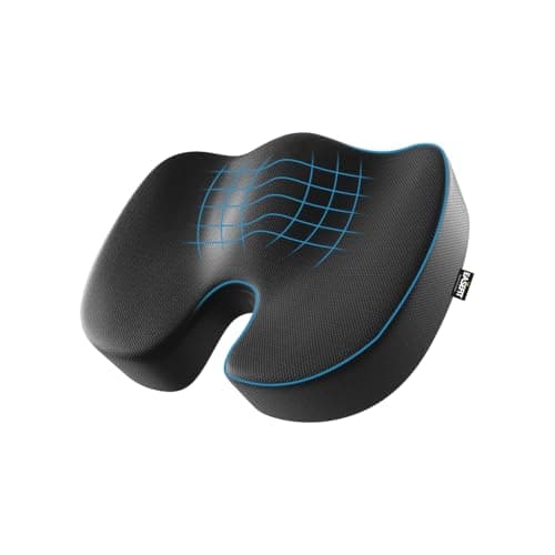 EASEFIT Coccyx Cushion for Tailbone Pain, Memory Foam Sitting Pillow | 2 Year Warranty | Sciatica & Lower Backpain Relief | Anti-Skid Support for Office/Home Chair – Black