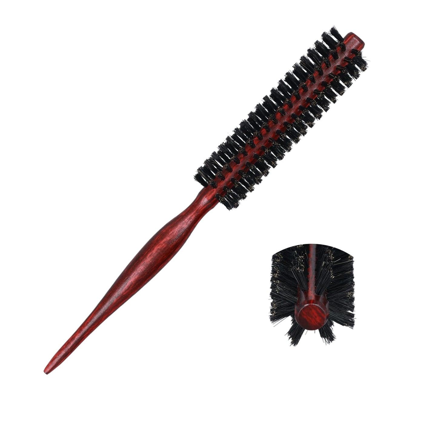 2 Pcs Boar Bristle Round Brush for Hair Blowing 93 x 1in Styling Hair Brush with Rat Tail Wooden Handle Soft Boar Bristle Hairbrush Hairdressing Comb for Women Men Long Short Thick Thin Hair