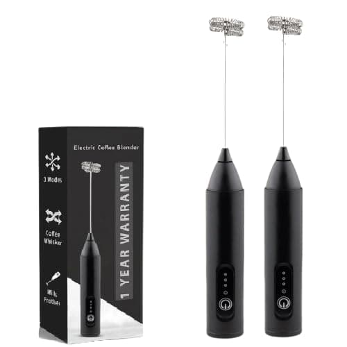 Bonsenkitchen Rechargeable Milk Frother & Coffee Whisker with Dual Spring Tech |Coffee Frother Electric Blender Mixer |Hand Blender |Coffee Maker and Beater Electric (Black 2)