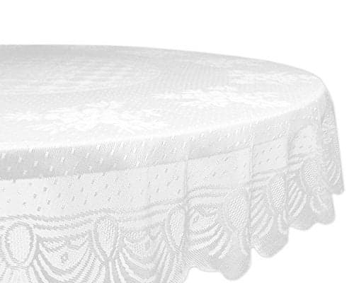 DII Home Essentials 100% Polyester, Machine Washable, Shabby Chic, Vintage Tablecloth or Overlay 63" Round, Floral Lace