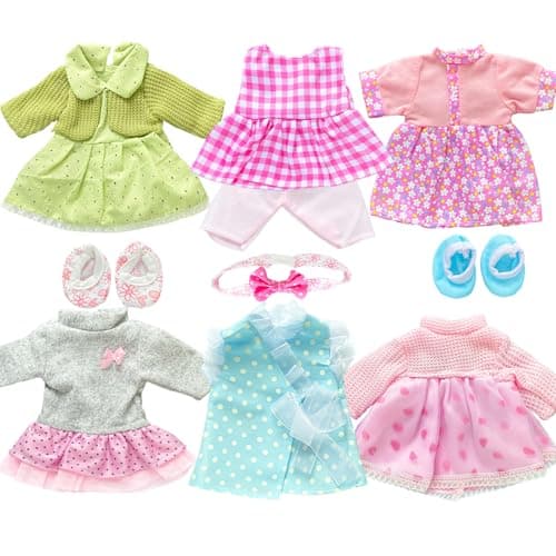 JING SHOW BUSSINESS 6 Sets Baby Girl Doll Clothes Dress for 10-12 Inch Doll Outfits Accessories for Baby Dolls Girl