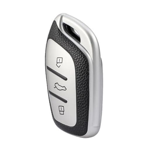 JVCV® Premium Soft TPU Leather Pattern Key Cover Compatible with MG ZS EV and Astor Smart Key (Silver)