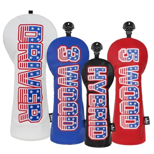 Craftsman Golf Headcover Set for Driver 3 5 Fairway Wood Hybrid Golf Club Head Cover USA Flag Old Glory Design Golf Club CoversInterchangeable Number Tag Offered