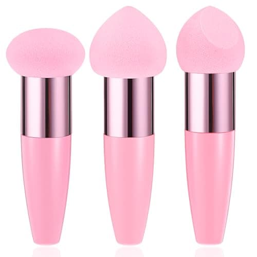 3 Pcs Makeup Sponges Foundation Concealer Sponge Powder Applicator Blending Wet and Dry Make Up Applicator Covers Eyes Sticks Sponge Powder With Handle for Foundation