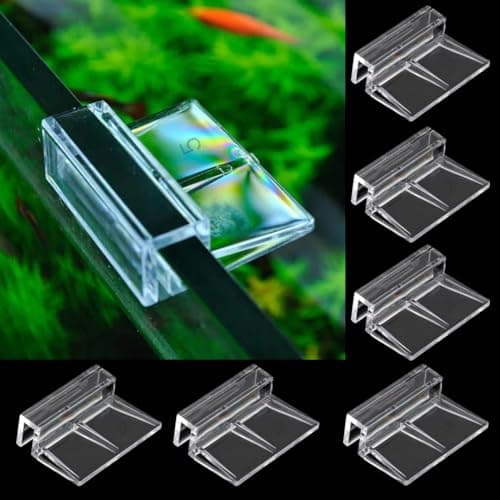SANSEFERO 5 MM Acrylic Aquarium Fish Tank Lid Cover Support Clip Clamp for Rimless Aquarium And Glass Top, Plastic Fish Tank Cover, Aquarium Hoods (5 MM) 6 Pieces