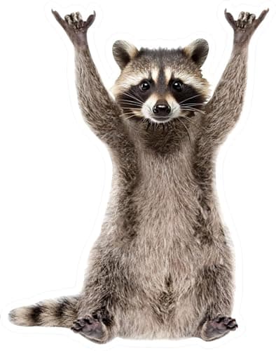 STICKY DUDE Rockstar Racoon Raccoon Sticker Funny Raccoon Cute Car Decal 5 inches Yeti Cup Vinyl Cooling Box Waterproof Sticker Decal Car Laptop Wall Window Bumper Sticker