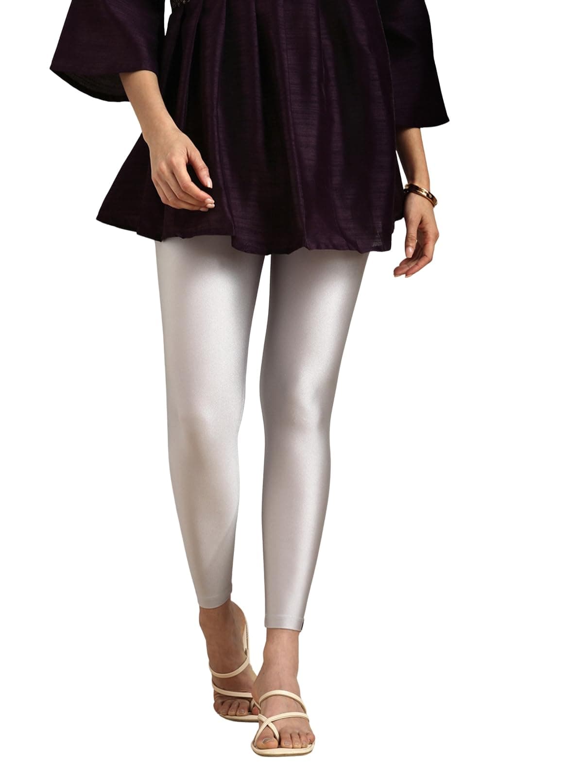 TWIN BIRDS Shimmer Stretch Leggings for Women – Slim Fit Nylon Elastane Fabric, Mid Rise Ankle Length, Fashion Legging for Daily