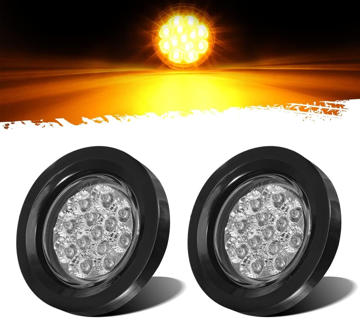 Partsam Amber LED Round Clearance Side Marker Lights