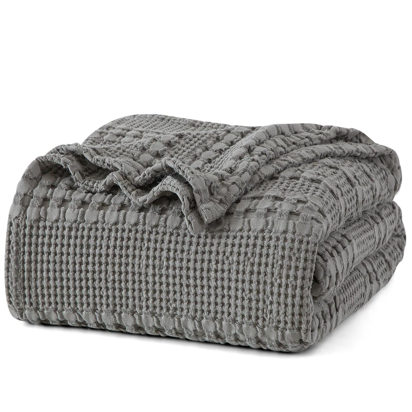 PHF 100 Cotton Waffle Weave Blanket Queen Size for Bed Soft Lightweight Breathable AllSeason Comfort 300 GSM Luxury Aesthetic Blanket for Home Decor 90x90 Dark Grey