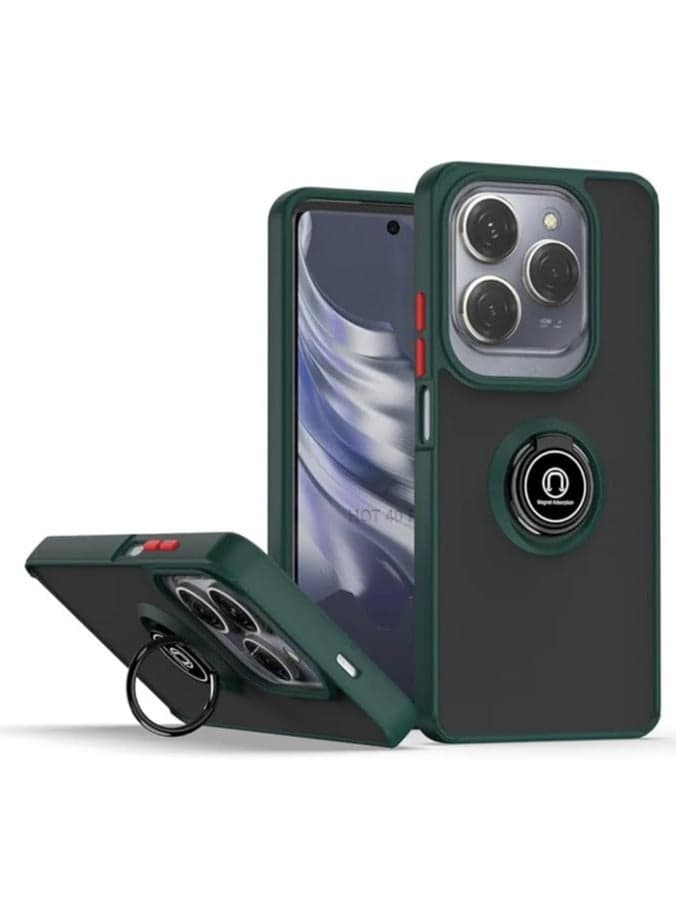 Compatible with Tecno Spark 20 Pro Case with Ring Holder, PC +TPU Shockproof Bumper Case Matte Translucent Protective Cover for Tecno Spark 20 Pro