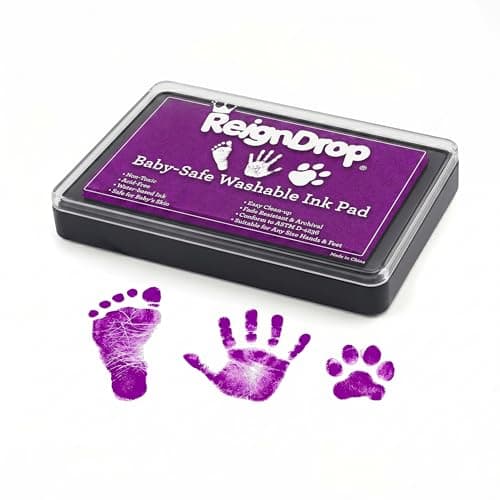 ReignDrop Baby Ink Pad for Hand and Footprints NonToxic AcidFree Keepsake Kit SmudgeProof Archival Ink Wipes Off Skin for Scrapbook Photo Album Frames Pet Paws Baby Gift Purple