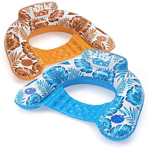 Jasonwell Inflatable Pool Float Chair 2 Pack Floating Pool Chair Lounge Floats for Swimming Pool Water Chair Pool Lounger with Cup Holder Toy Party Floaties for Adults XL