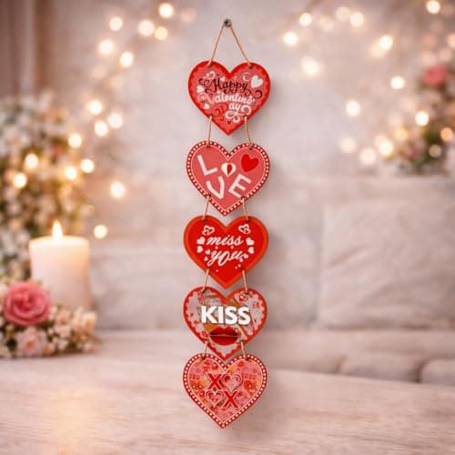 CraftVatika Valentine Gifts for Girlfriend Husband Wife Boyfriend, Gift for Man Woman, Wall Decoration Items, Hanging Hearts Gift Items for Home Decor Gift Items, Gifts for Women, Wall Hanging Decor