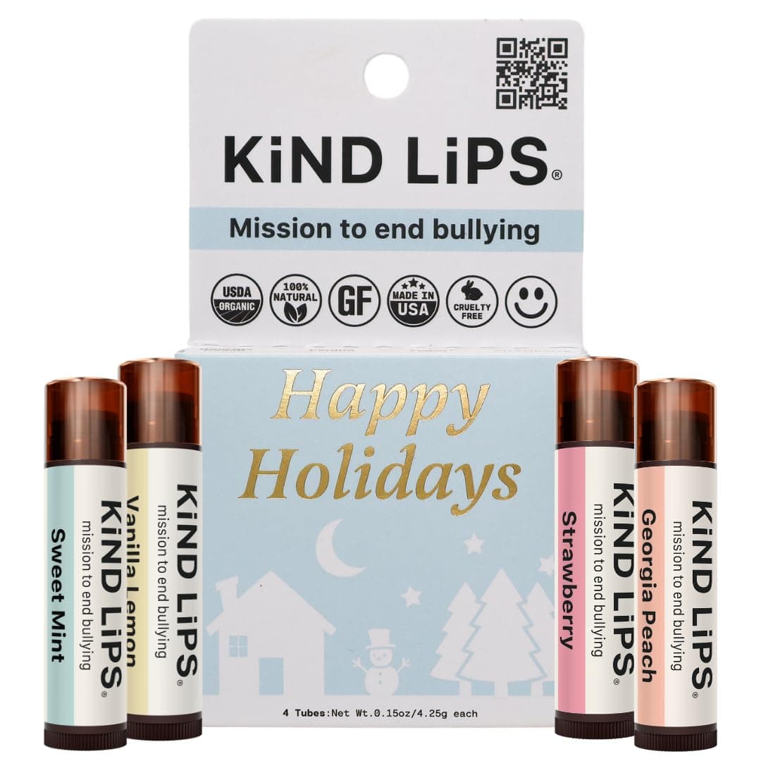 Holiday Lip Balm Gift Set Variety 4Pack Kind Lips Organic Festive Flavors GlutenFree Hydrating Moisturizing Natural CrueltyFree USDA Certified NonGreasy