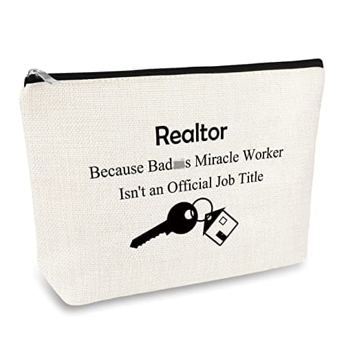 Realtor Gifts for Women Makeup Bag Thank You Gift for Realtor Appreciation Gift Cosmetic Bag Real Estate Agent Realtors Closing Present Christmas Birthday Gifts for New Realtors Coworkers