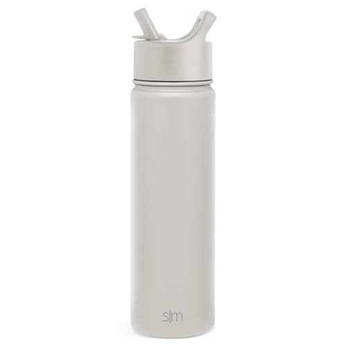 Simple Modern Water Bottle with Straw Lid Vacuum Insulated Stainless Steel Metal Cup Bottles | Reusable Leak Proof BPA-Free Flask for Gym, Travel, Sports | Summit Collection | 22oz, Almond Birch
